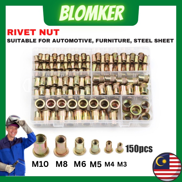150pcs/set M3 M4 M5 M6 M8 M10 Rivnut Steel Rivet Nut Insert Rivets ...
