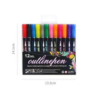 21pcs Colored Outline Markers Set, Metallic Pens, Dual Line Magic