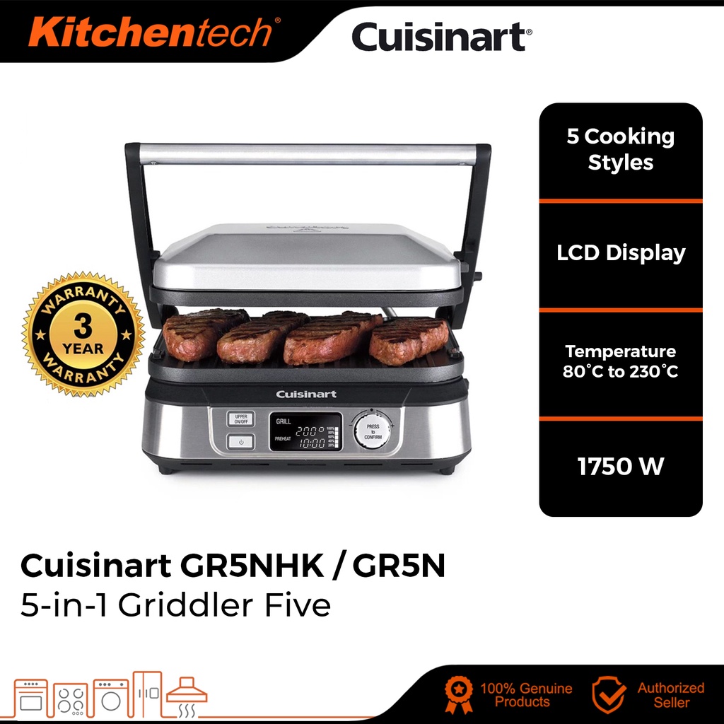 Cuisinart GR5N GRIDDLER FIVE 5in1 Grill Panini Press & Deep Pan with