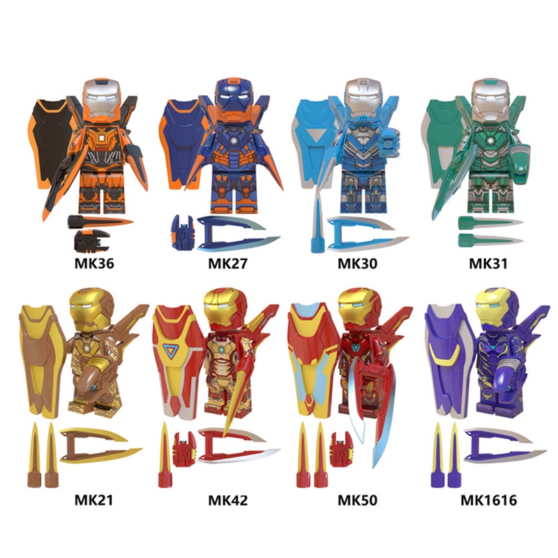 Super Heroes Minifigures Ironman Mark MK36 MK27 MK1616 Buidling