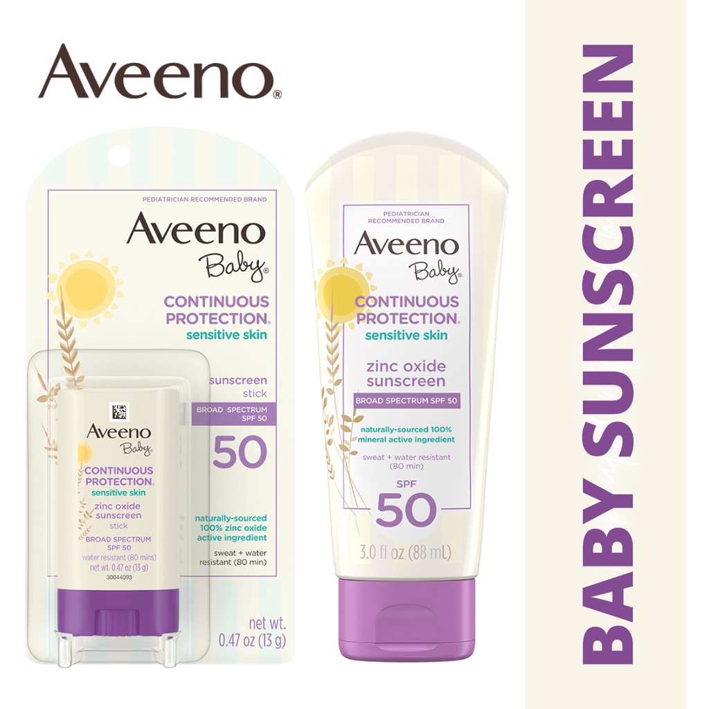 [READYSTOCK] Aveeno Baby Zinc Oxide Sunscreen SPF 50 (Liquid/Stick