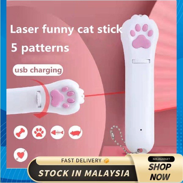 Cat Laser Charging Paw USB Laser Pointer Pet Toy UV light Flashlight