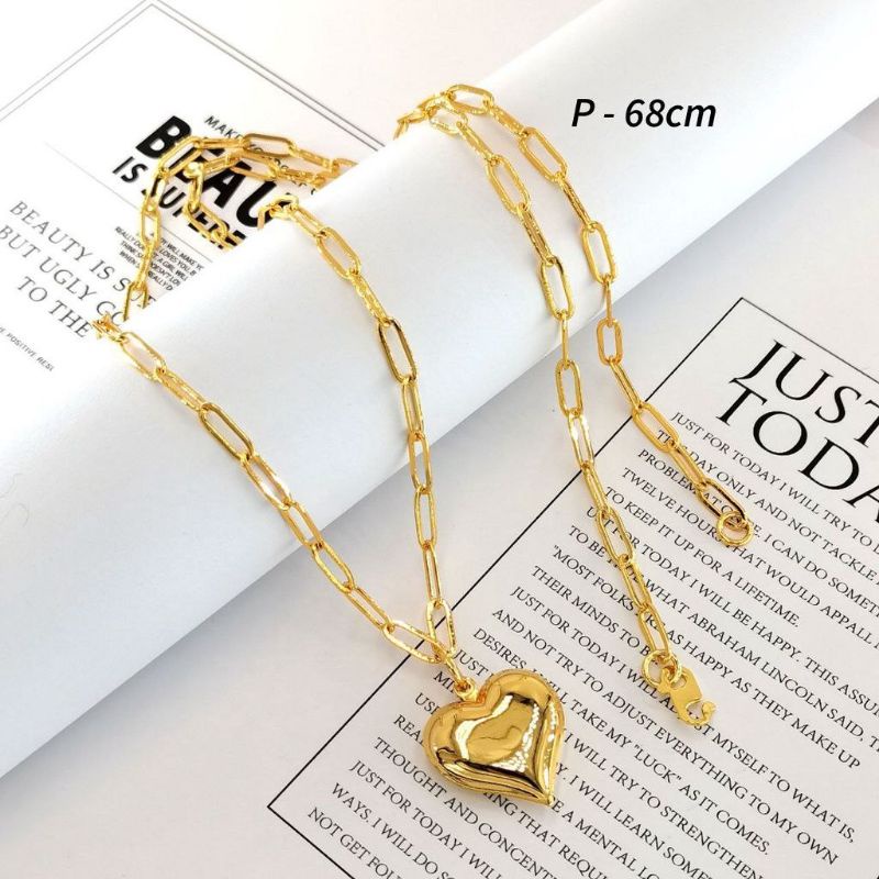 rantai leher paper clip emas sadur 24k Shopee Malaysia