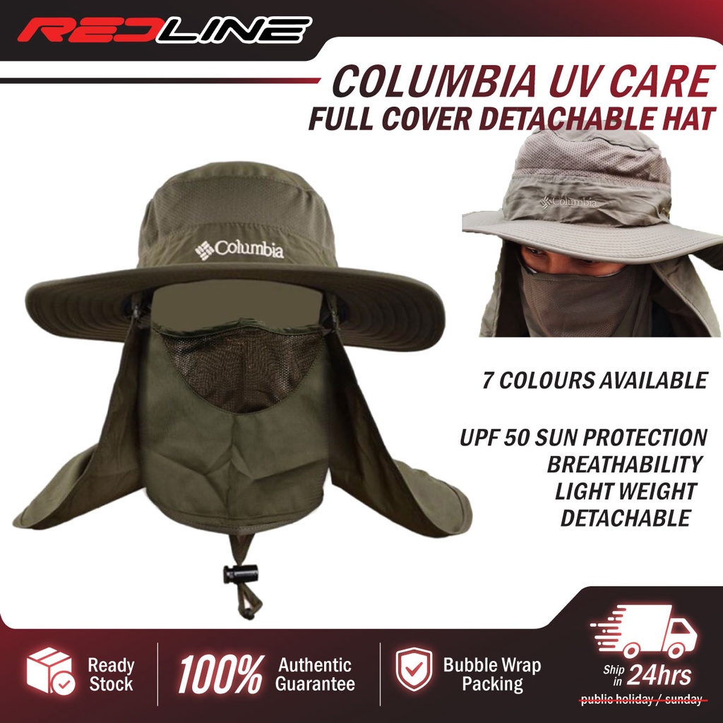Columbia Full Cover UV Care Fishing Hat Detachable and ventilated Camping  Hiking Outdoor Cap