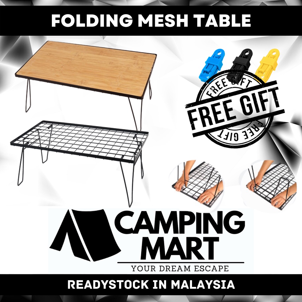MULTIPURPOSE CAMPING BLACK STEEL TABLE STORAGE STACKING RACK FOLDABLE ...