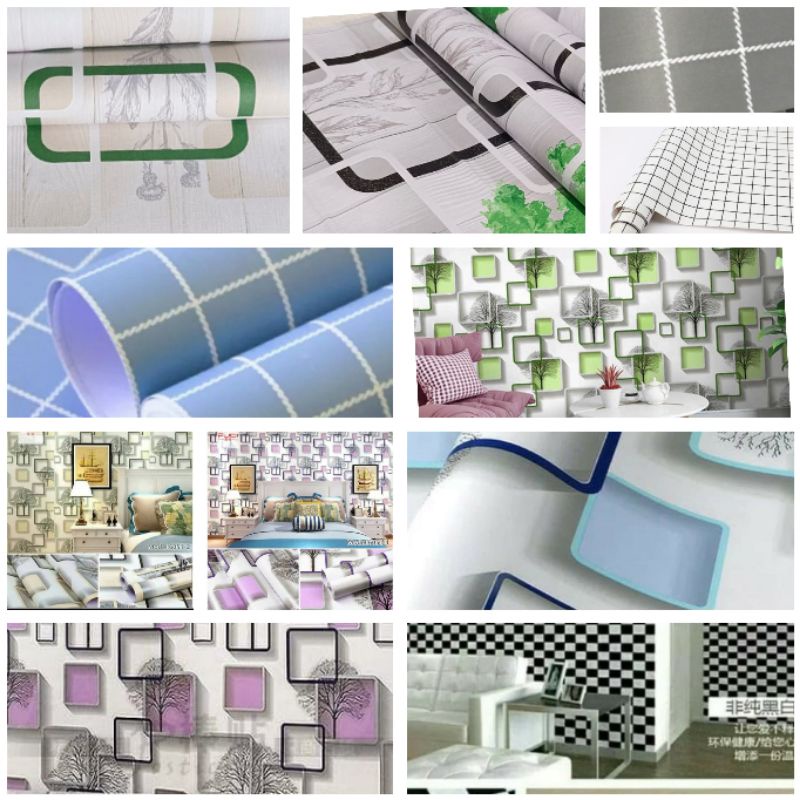 Checkered Wall Wallpaper Fits All Rooms | Shopee Malaysia