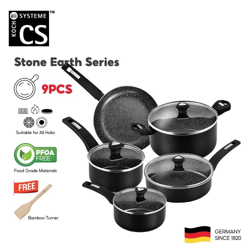 CS-Kochsysteme 9 PCS Nonstick Aluminium Kitchen Cookware Frying Pan Set ...