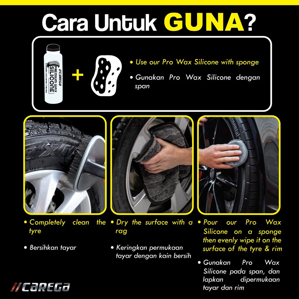 CAREGA Silicone Wax Tyre & Rim 1 Unit =1L Pro Wax Silicon Wax Silicone ...