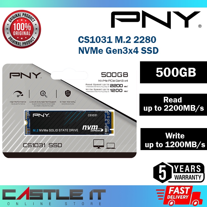 PNY CS1031 CS2241 CS3040 NVME PCIE GEN3 GEN4 256GB 500GB 512GB 1TB M.2 ...