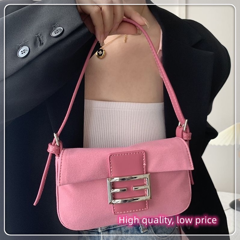 High Ding Vintage Frosted Handbag Bag Korean Style Rose Pink Baguette ...