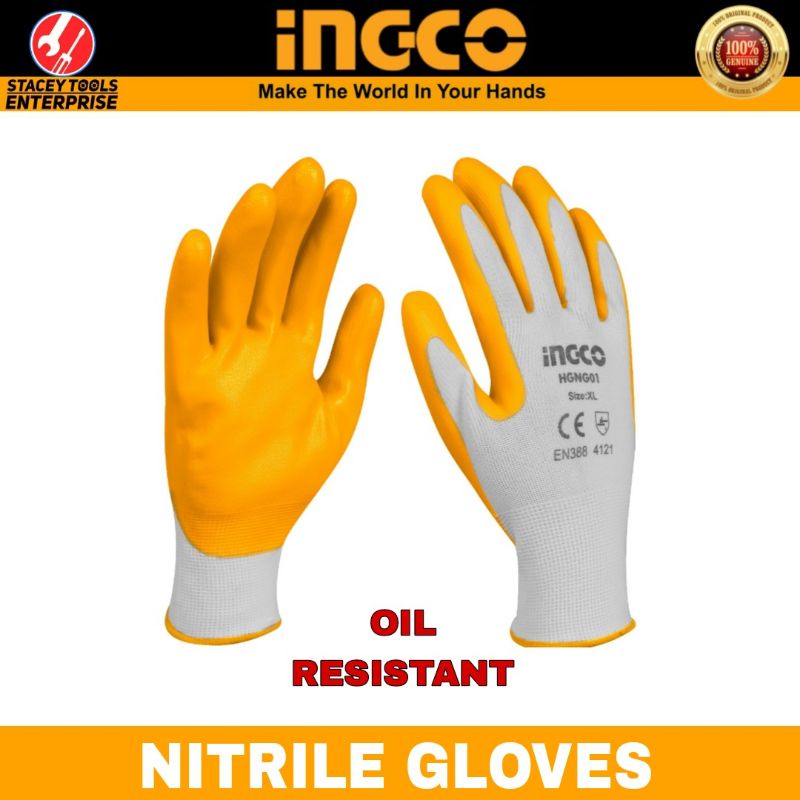 INGCO Nitrile Rubber Gloves HGNG01 Oil Resistant Shopee Malaysia