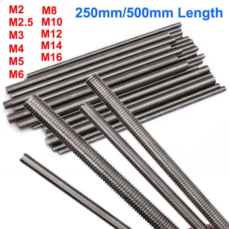 1PCS Threaded Rod 304 Stainless Steel Screw M2 M2.5 M3 M4 M5 M6 M8 M10 ...