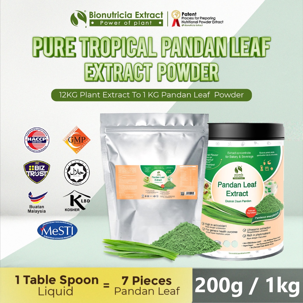 Bionutricia Pandan Leaf Extract Powder (200g/1kg) Bakery Cordial