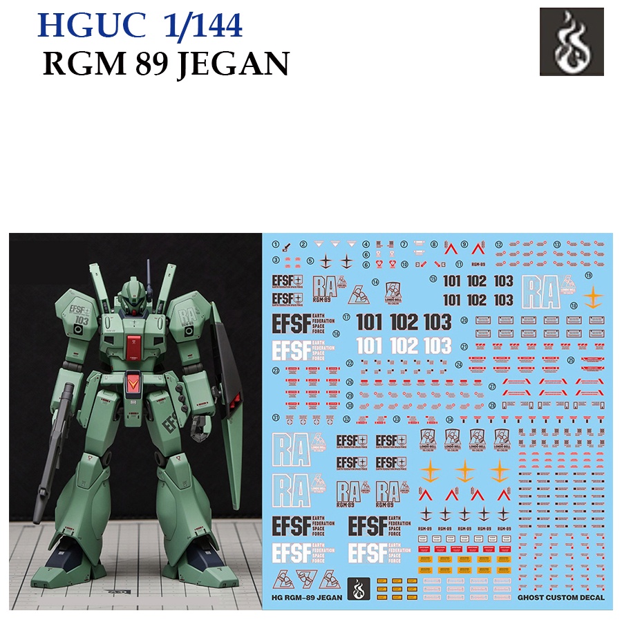 COPY GHOST HG44 HG 1/144 RGM 89 JEGAN GUNDAM [White Fluorescent] WATER ...