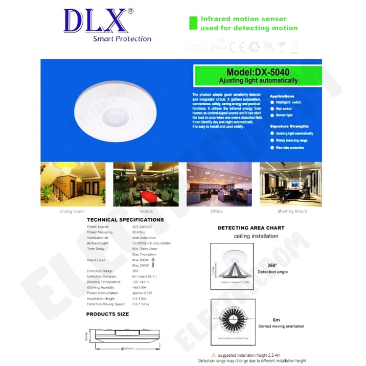 DX5040 SURFACE INFRARED OUTDOOR MOTION SENSOR 360* WHITE COLOUR AUTO ON ...