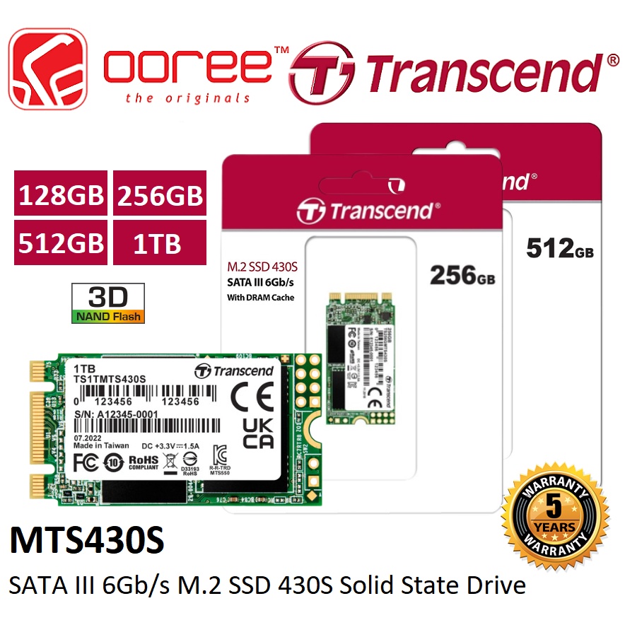 TRANSCEND MTS430S 430S SATA III 6GB/S M.2 SSD 3D NAND FLASH SOLD STATE ...