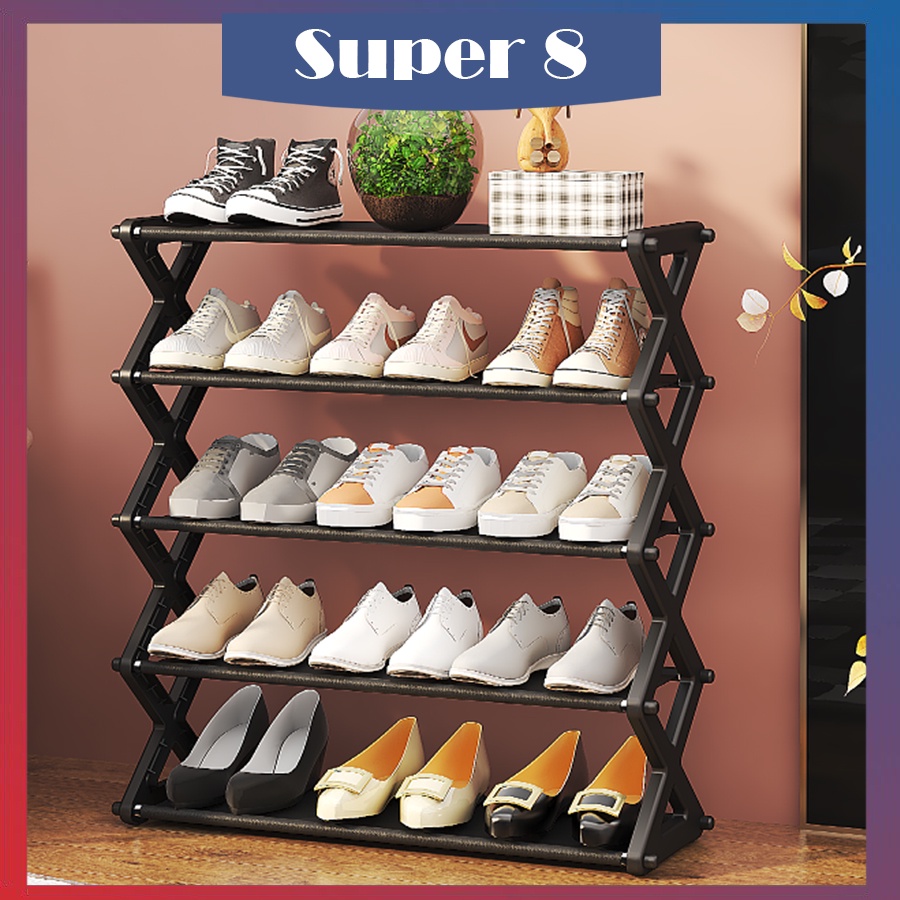 5 Layer Shoe Rack Tier Colored Stackable Stainless steel Shoes