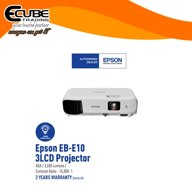 [READY STOCK] EPSON EBE10 XGA 3600 LUMENS 3LCD PROJECTOR, HDMI Cable
