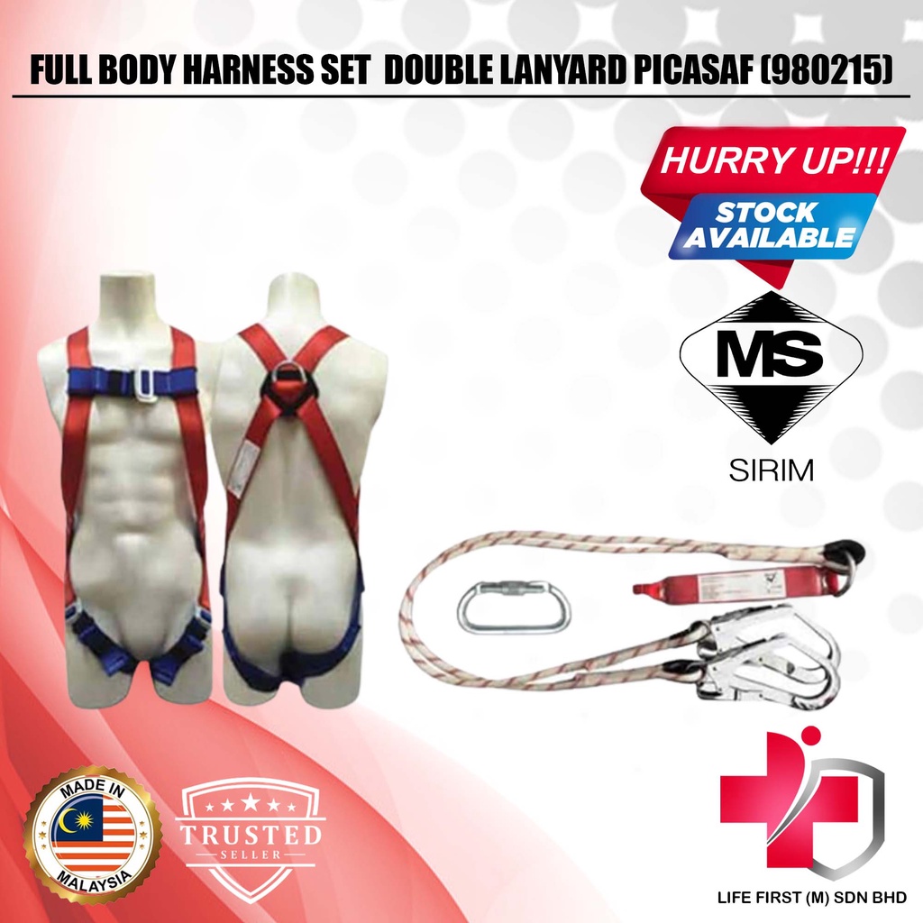FULL BODY HARNESS SET SIRIM DOSH APPROVED SINGLE & DOUBLE LANYARD
