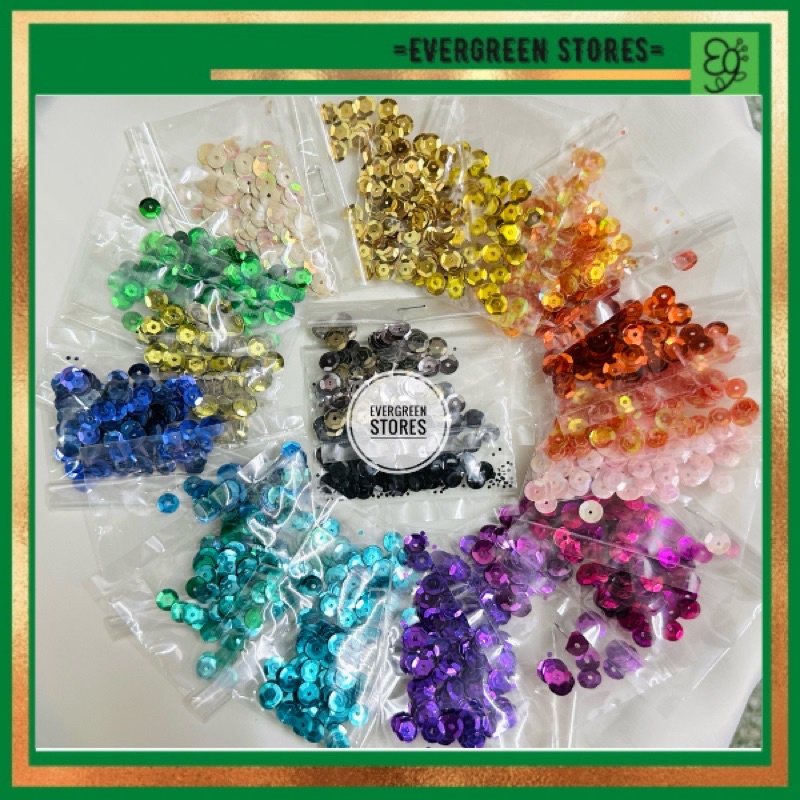 5G 7-8MM Metallic Sequin / Labuci Piring / Manik Jahit / Loose Beads ...