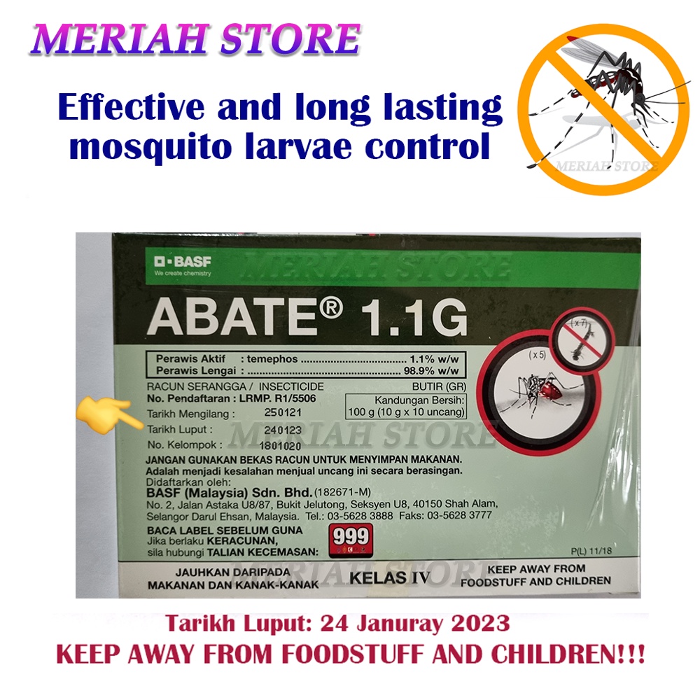 BASF B1010 Abate 1.1G Aedes Mosquito Larvae Killer (10 packs x 10g