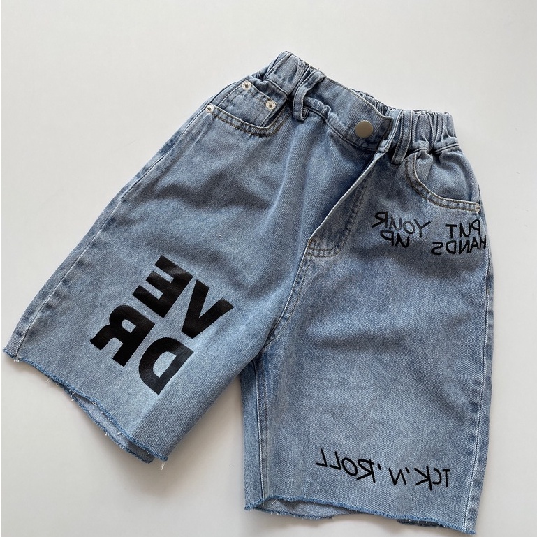 Belle Avenue Korea Reserve Letters Denim Shorts Soft Jeans Boys ...