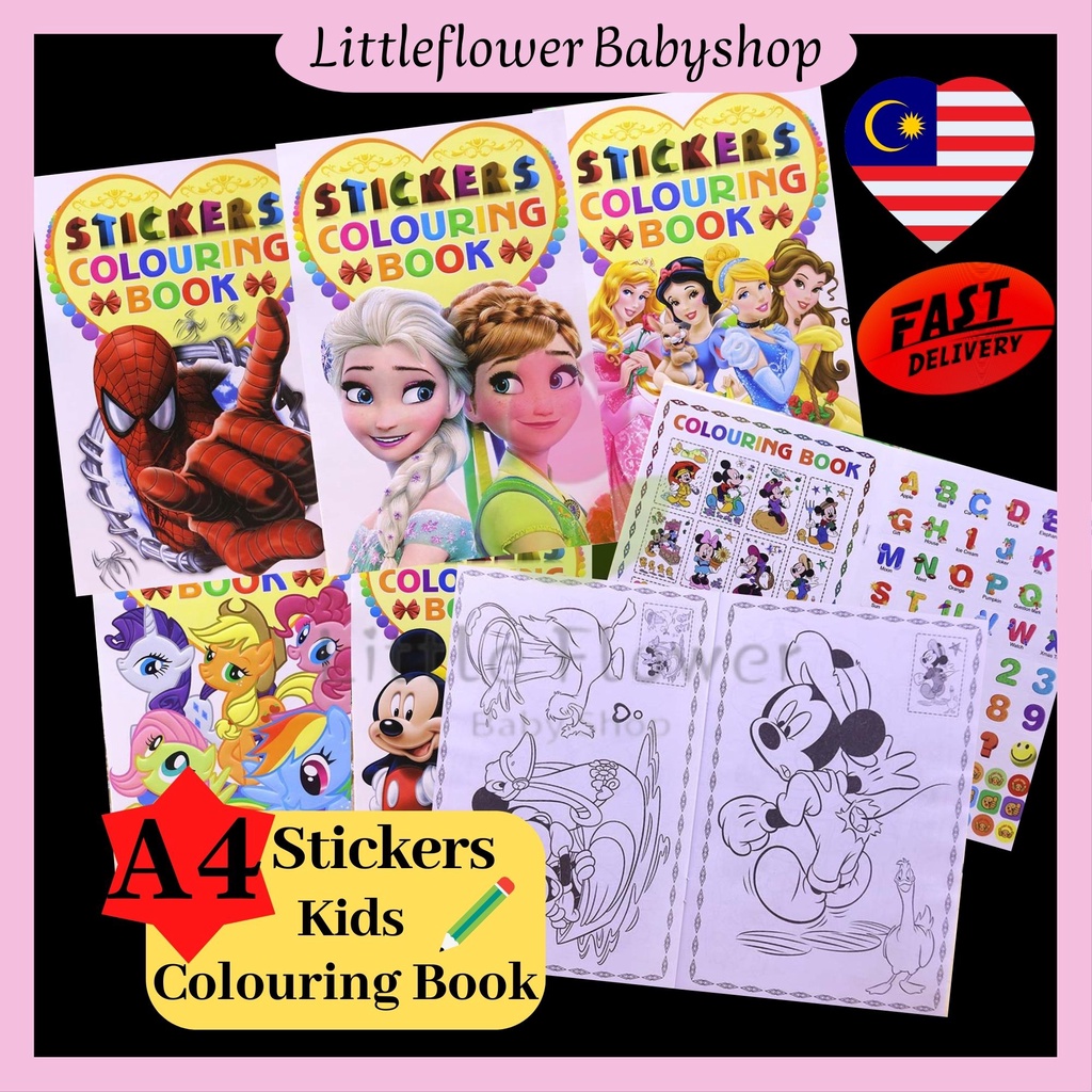 Children Cartoon Sticker Book Colouring Book Kids Drawing Book Buku ...