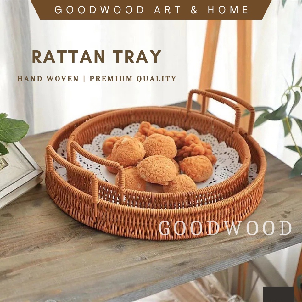 Handmade Rattan Tray Rattan Basket Woven Basket Food Tray Makanan ...
