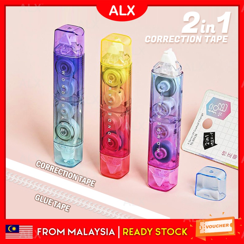 ALX Student Stationery 2in1 Correction Tape Glue Glue Office School