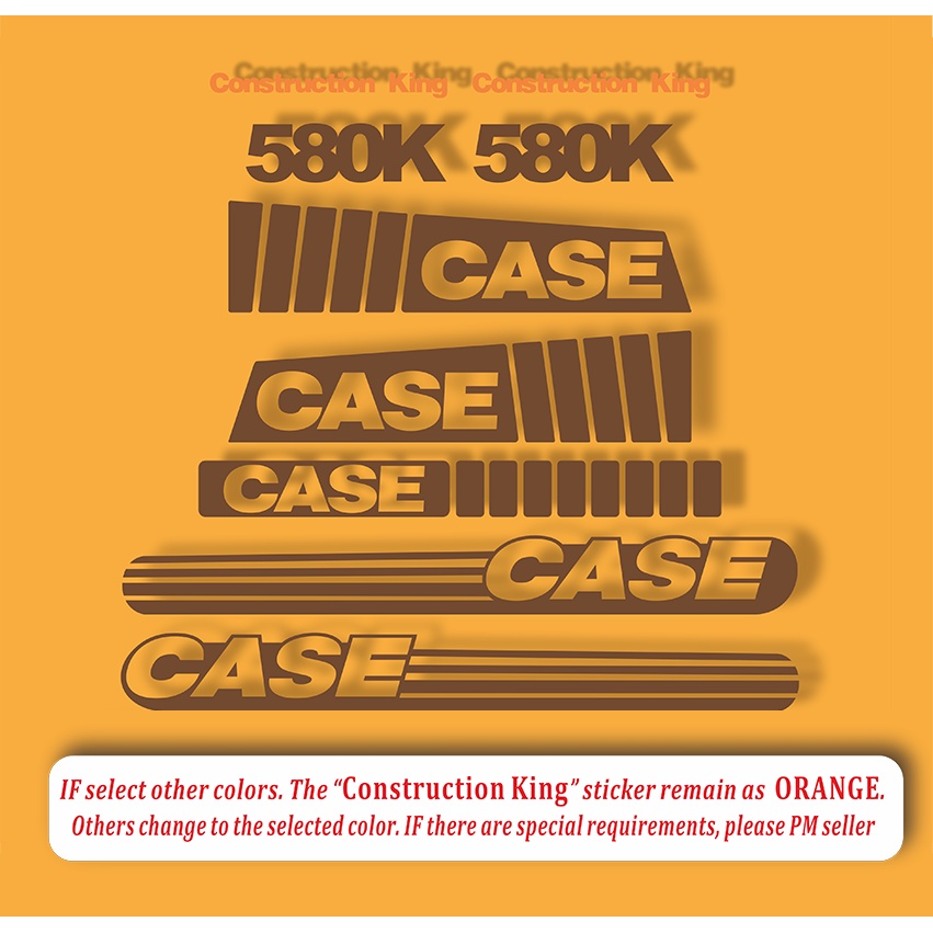 Backhoe Loader Case 580 K / 580 Super K Sticker One set. Original Brown ...