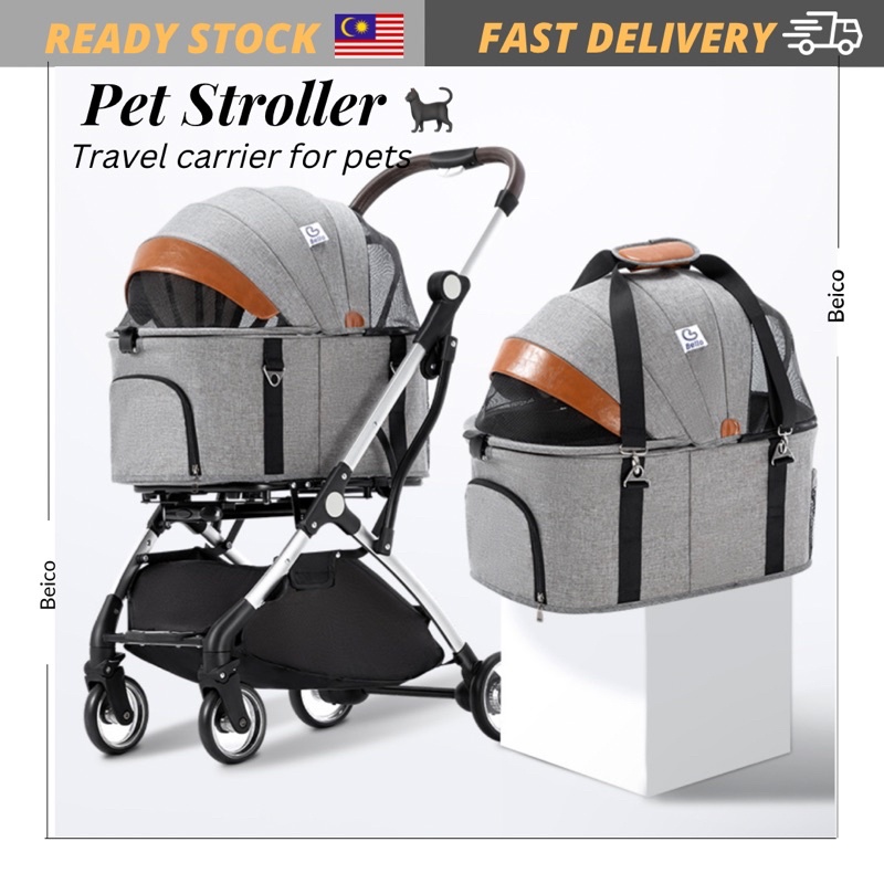 Aluminium Alloy Detachable Pet Stroller for Teddy Cat Cart Load Bearing 15kg Dog Strollers