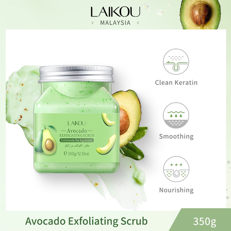 LAIKOU Avocado Body Scrub Exfoliating Smooth Deep Cleansing Arm Knee