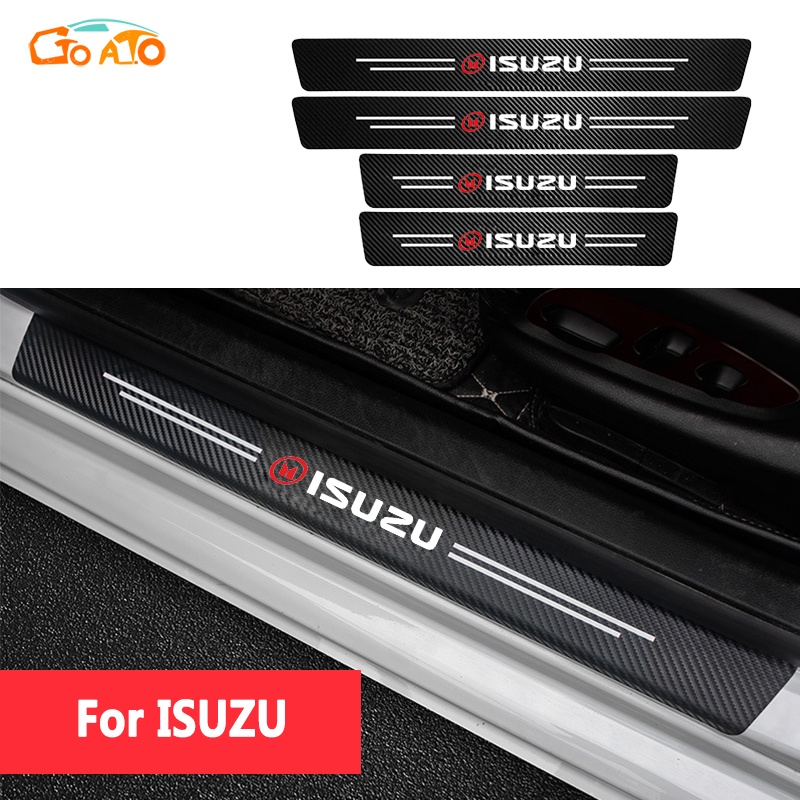 4-Piece Carbon Fiber Door Sill Protector Cover Stickers – For Ford F-150 – Self-Adhesive, Black