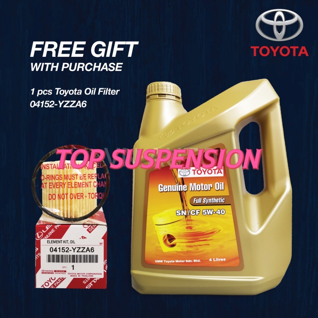 Toyota Fully-synthetic SN5W40 Engine OIL WITH OIL FILTER TOYOTA ...