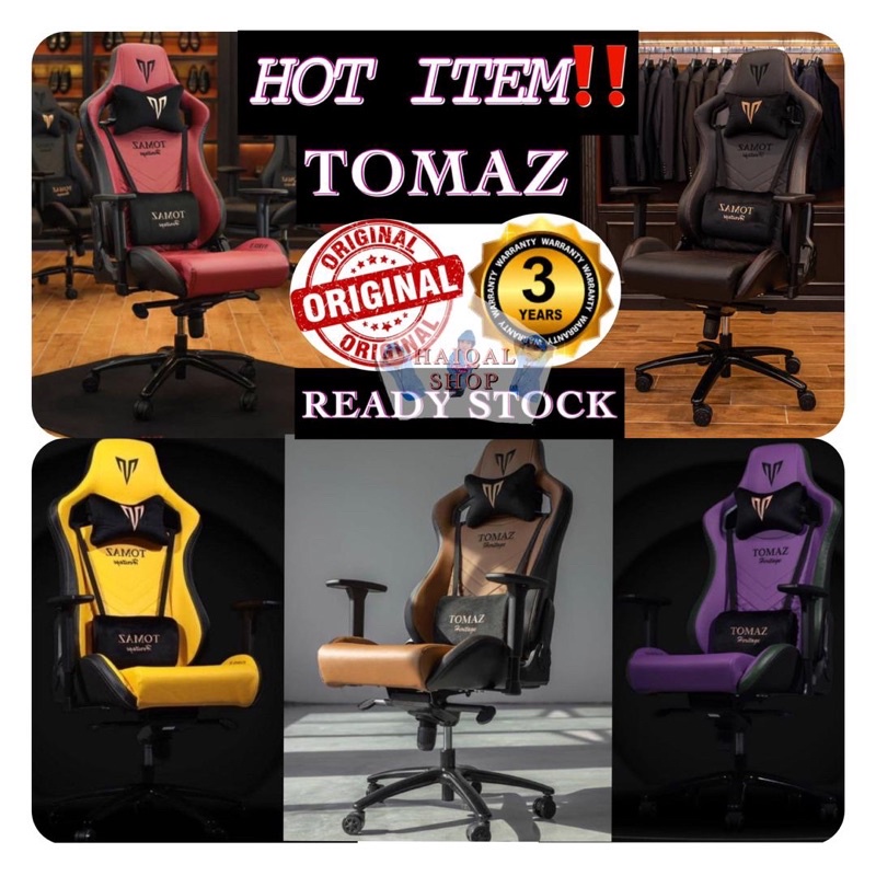 ⁉️READY STOCK⁉️ TOMAZ GAMING CHAIR SYRIX II LEATHER COLOUR PURPLE