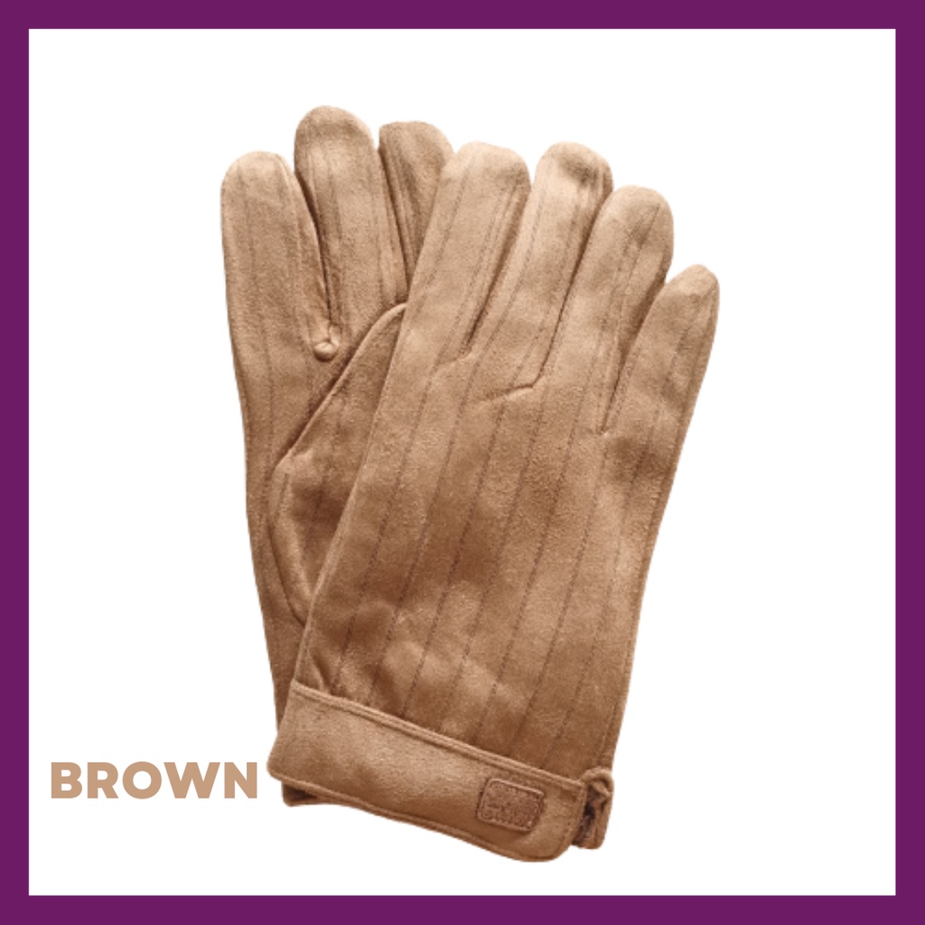 Men Suede Winter Gloves Sarung Tangan Musim Sejuk Lelaki