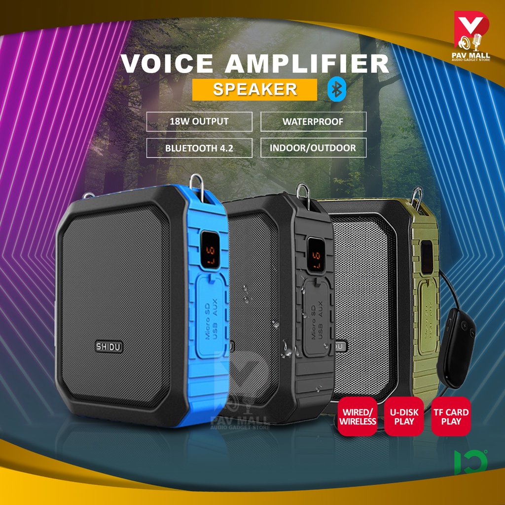 SHIDU Voice Amplifier Loud Speaker Mic S618 Megaphone Speaker Bluetooth Microphone for