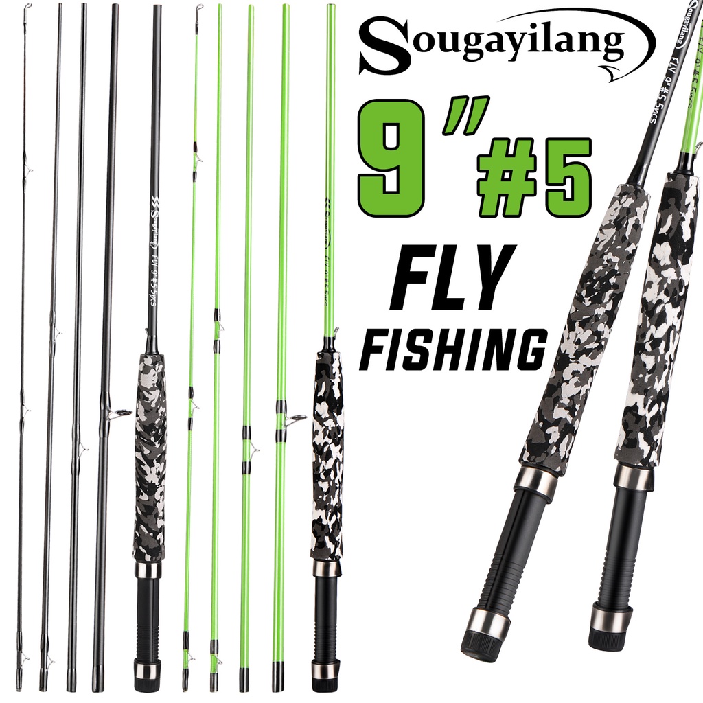 Sougayilang Fly Fishing Rod 5 Sections Carbon Fly Rod for River Fishing  Travel Fishing Outdoor