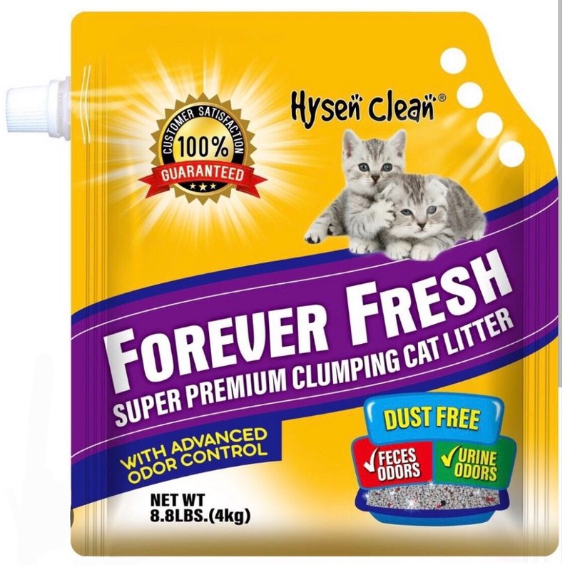 Hysen clean cat litter 8.8lb clumping pasir hitam jenis melekat 4kg