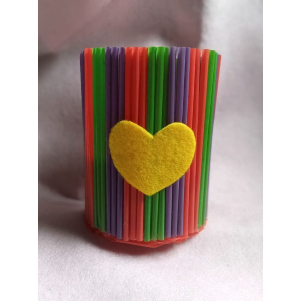 Craft Pencil Holder Made Of Straws/Handicrafts From Straws/School