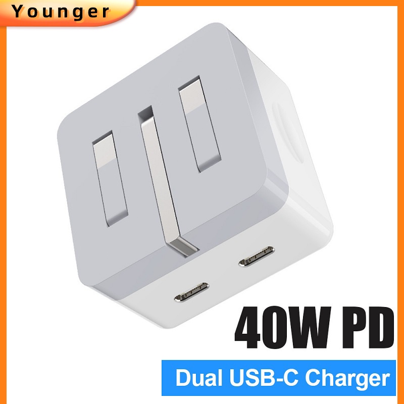 EU US UK Plug 40W Super Fast Charge PD Dual Port for Apple i-Pad i ...