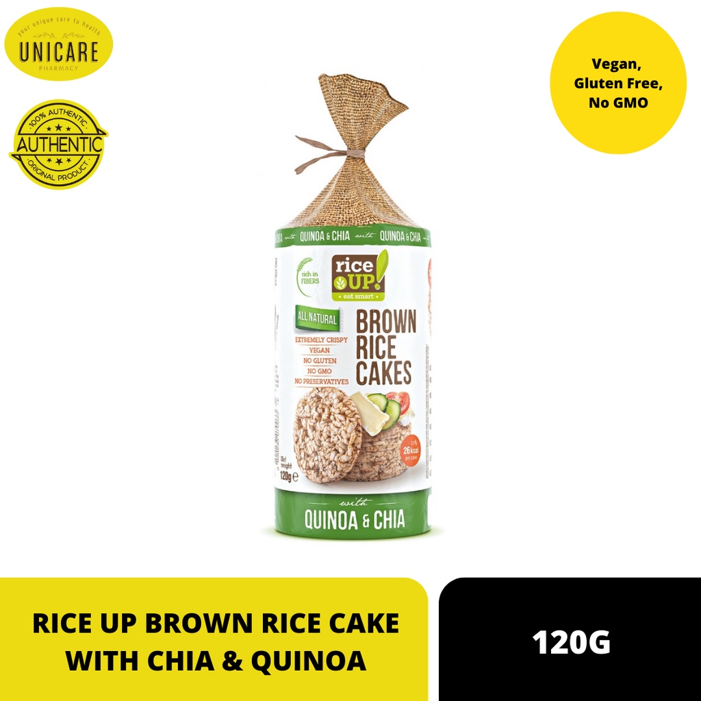RICE UP! GLUTEN FREE BROWN RICE CAKES WITH CHIA & QUINOA 120G Shopee