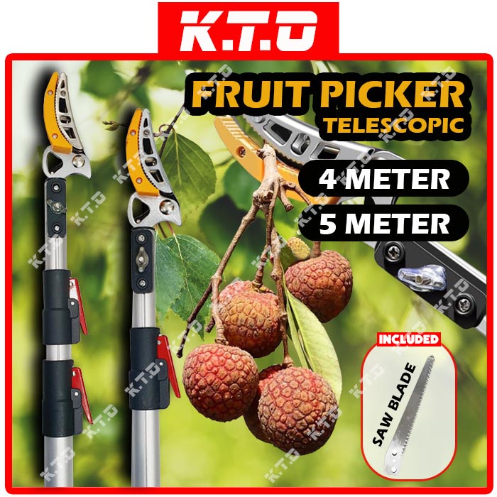 FRUIT PICKER PRUNER CUTTER SHEAR POLE EXTENDED TELESCOPIC TRIMMER