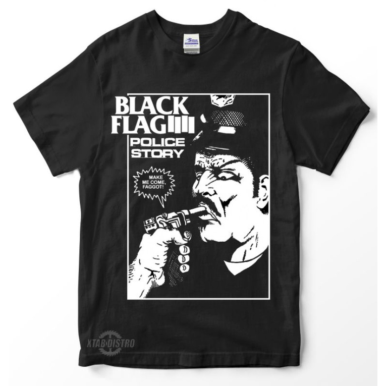 Kaos BLACK FLAG Police story Premium tshirt blackflag kaos band punk ...