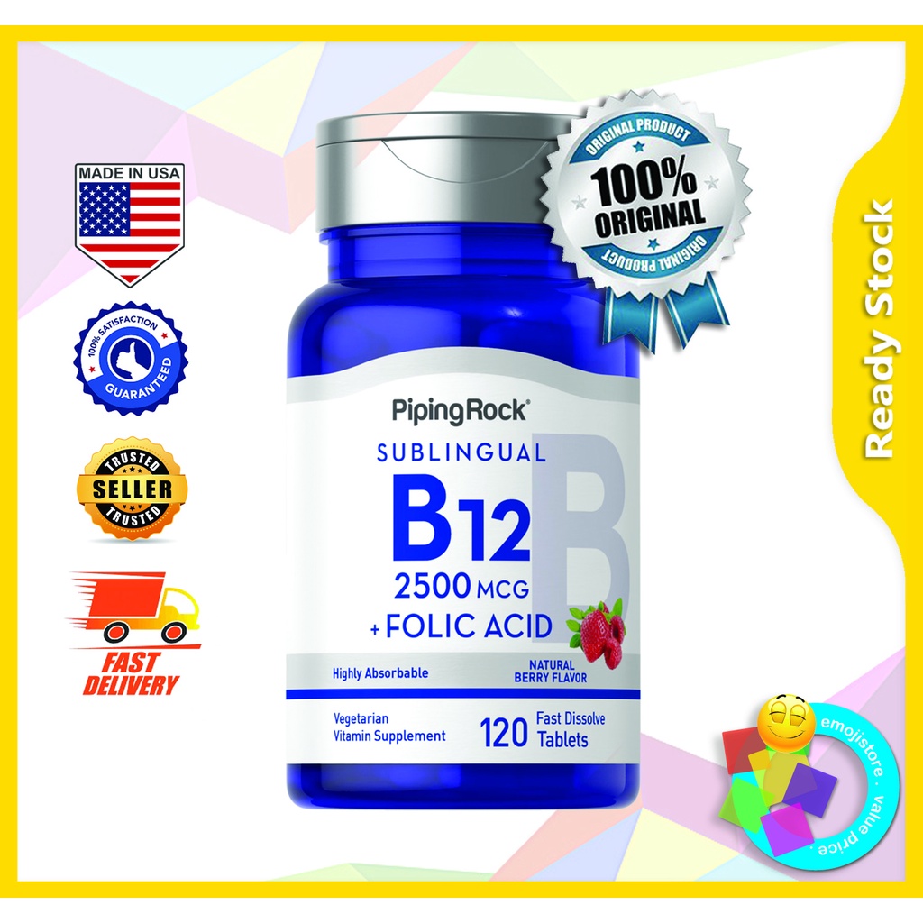 Vitamin B12 2500 Mcg + Folic Acid 400 Mcg, 120 Fast Dissolve Tablets ...