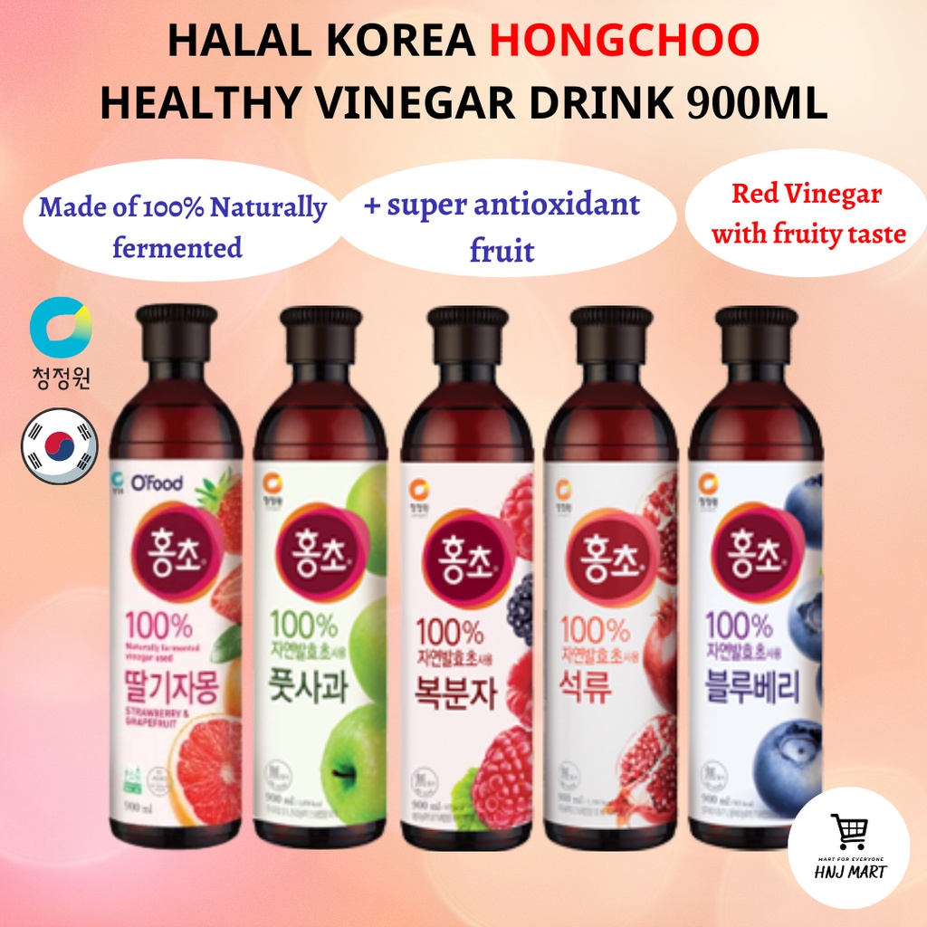 Halal Korea Hongcho Vinegar Drink 900ml [Strawberry Grapefruit