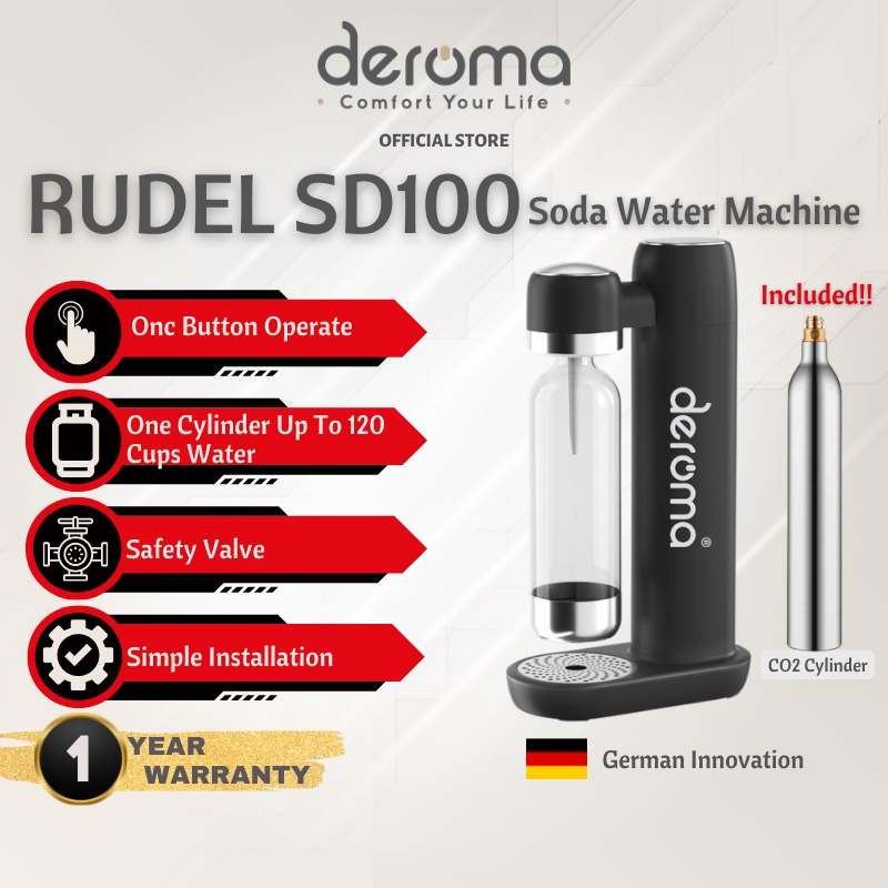 Deroma RUDEL SD100 Soda Water Machine Soda Sparkling Water Maker Include CO2 Cylinder Shopee