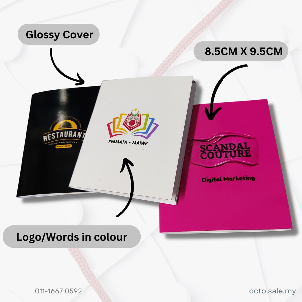 Mini custom Notebook / Doorgift Mini Notebook/ Craft Paper and Glossy ...