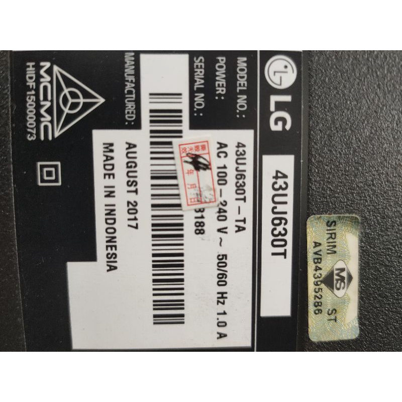 LG SMART TV 43UJ630T POWER BOARD MAIN BOARD WIFI SENSOR LVDS | Shopee ...