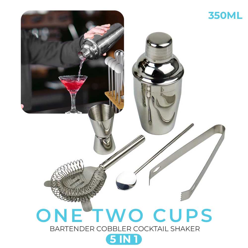 MESIN PERALATAN 5 IN 1 BARTENDER COBBLER COCKTAIL SHAKER JIGGER SET ...